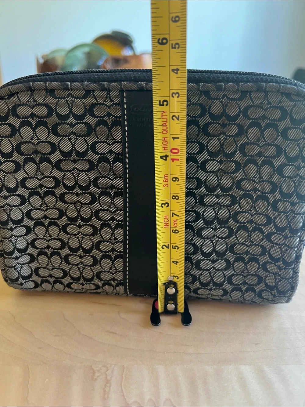 Vintage COACH Monogram Canvas Leather Trim Cosmetic Mini Zip Bag Black - Picture 7 of 11